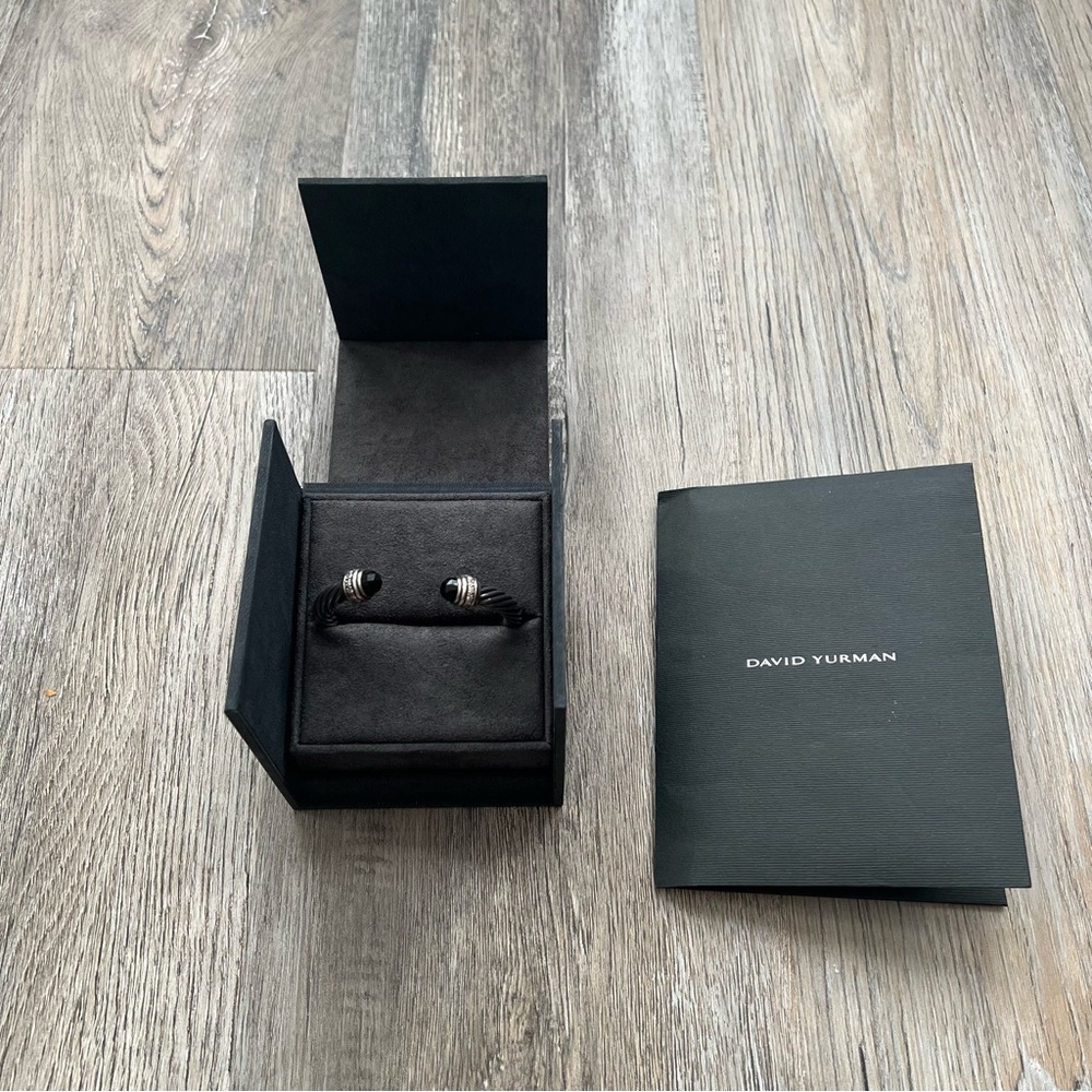 David Yurman onyx and pave steering silver classic Cablespire bracelet